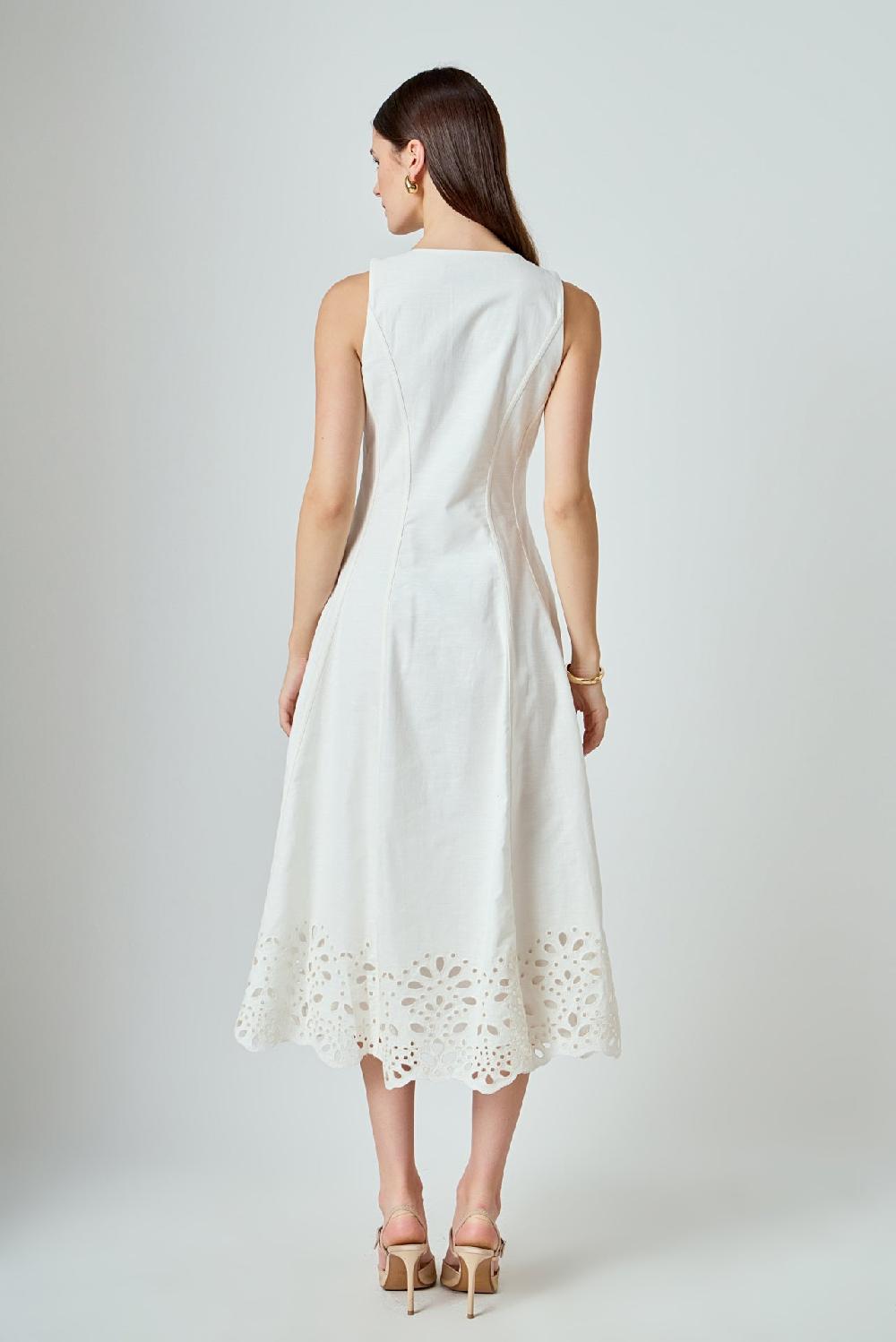 Endless Rose Embroidered Flounce Maxi Dress WHITE