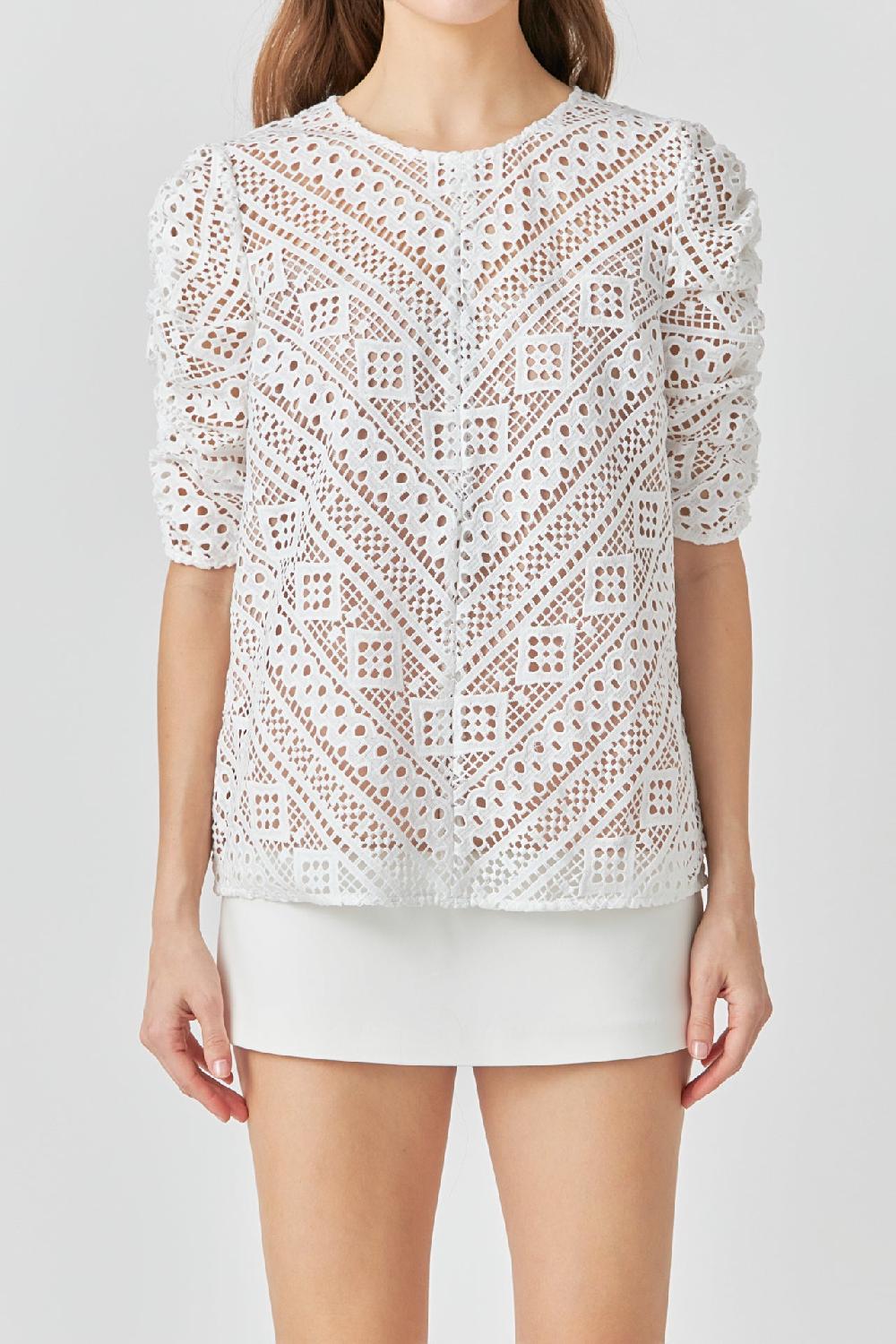 Endless Rose Embroidered Lace Top WHITE