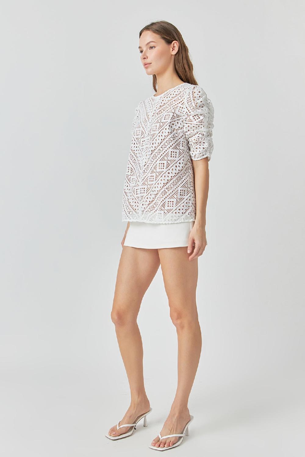 Endless Rose Embroidered Lace Top WHITE