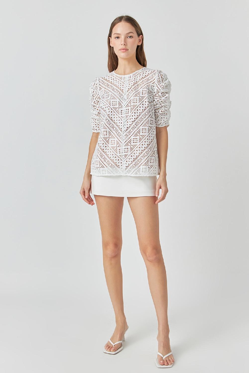endless rose Embroidered Lace Top WHITE