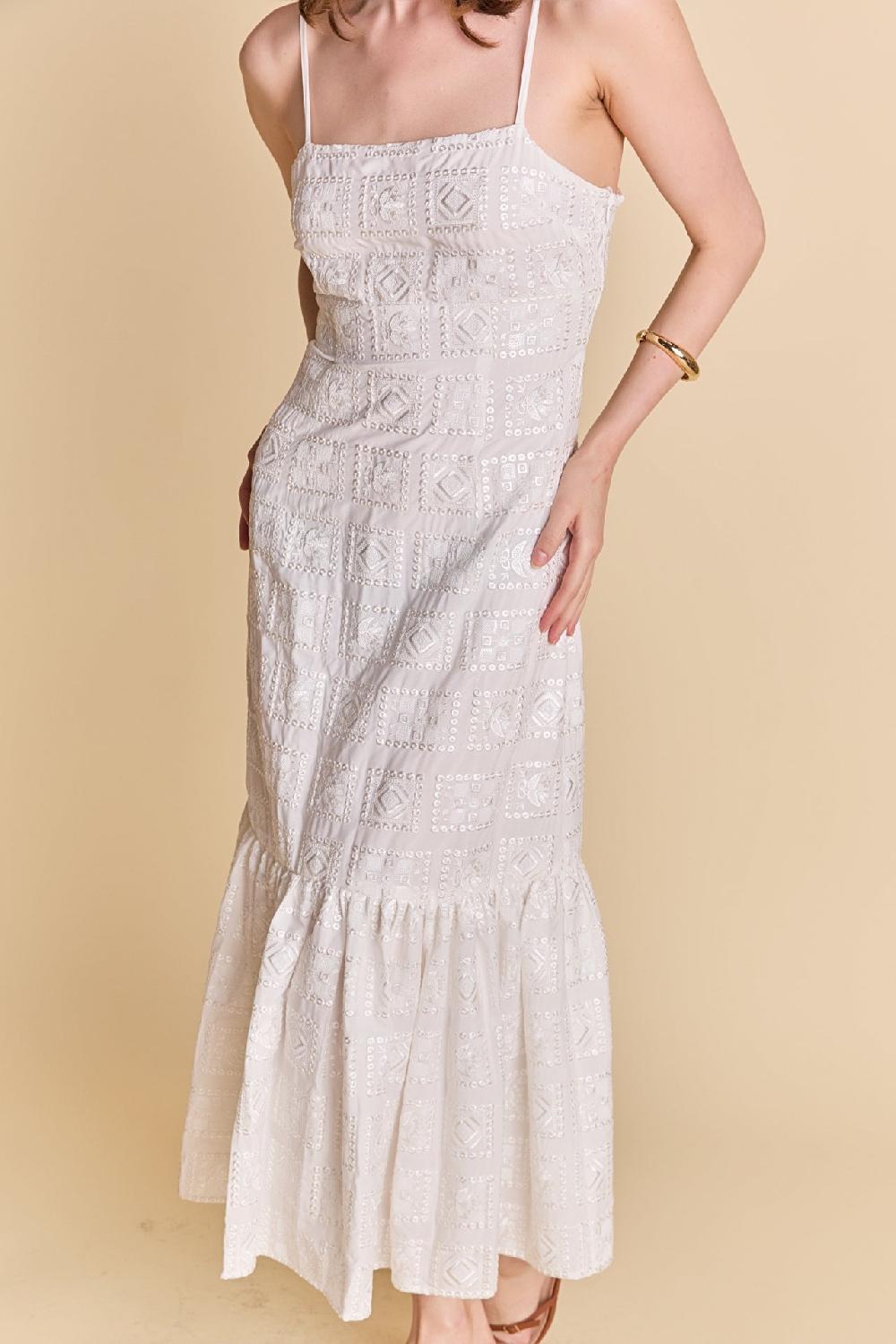 Endless Rose Embroidered Sequins Maxi Dress WHITE