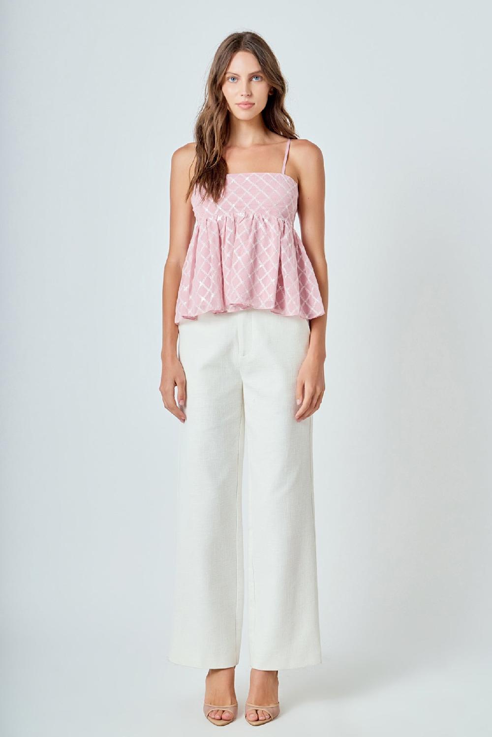 endless rose Embroidered Sequins Top PINK