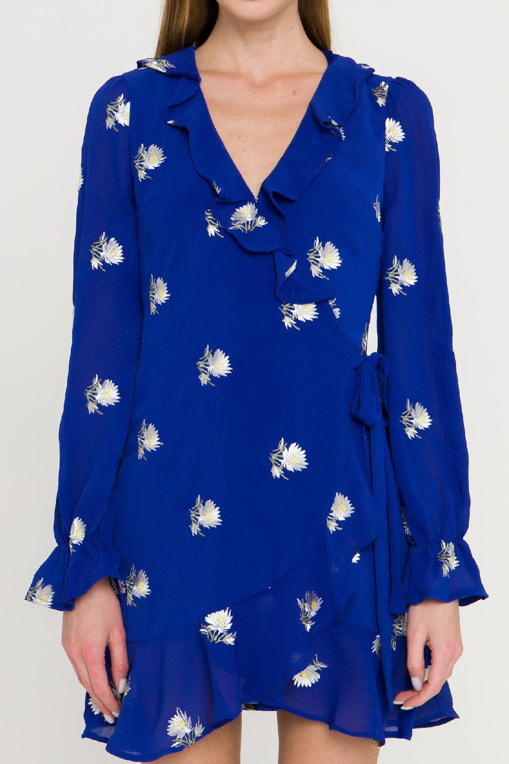 Endless Rose Embroidered Wrap Dress BLUE