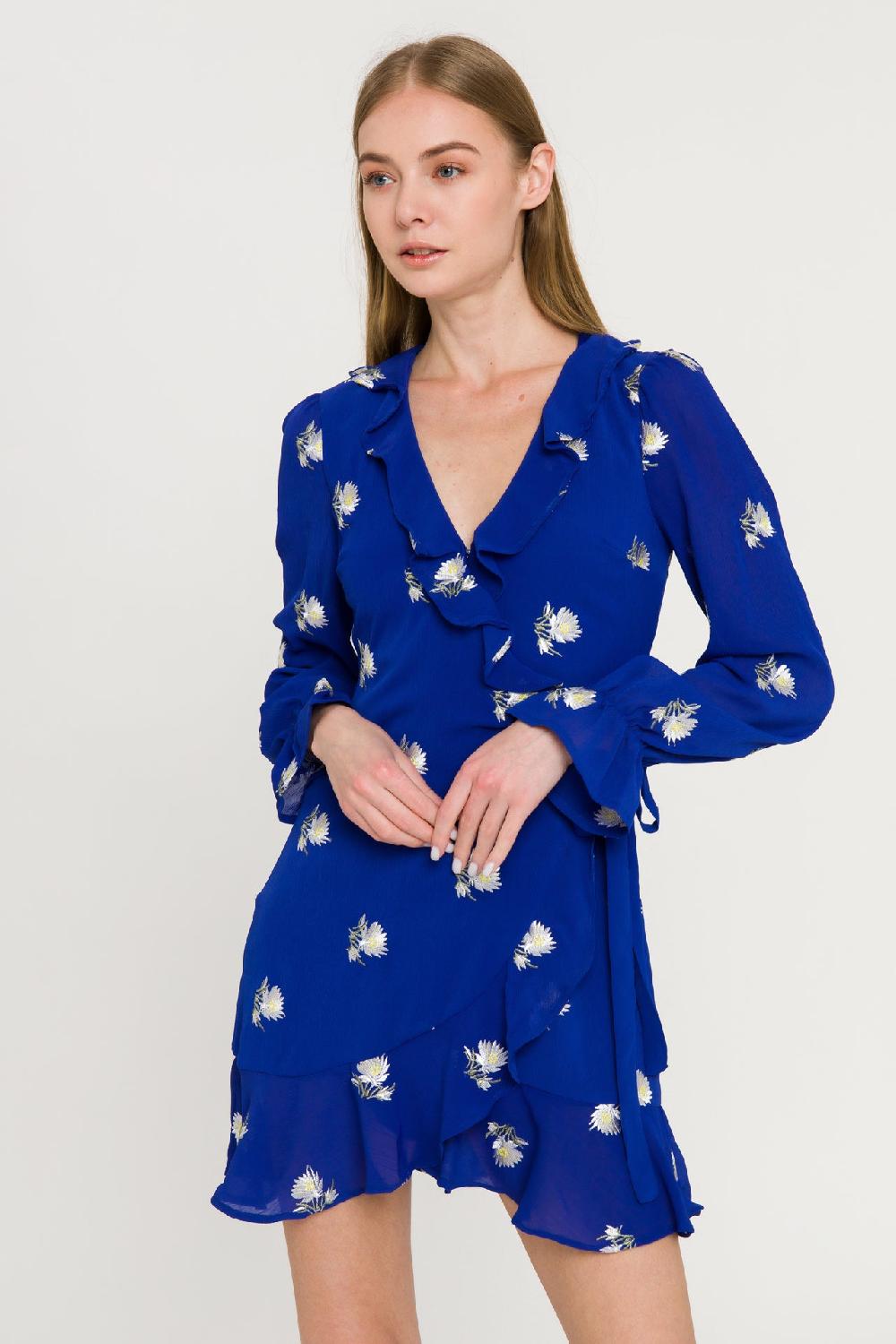 Endless Rose Embroidered Wrap Dress BLUE