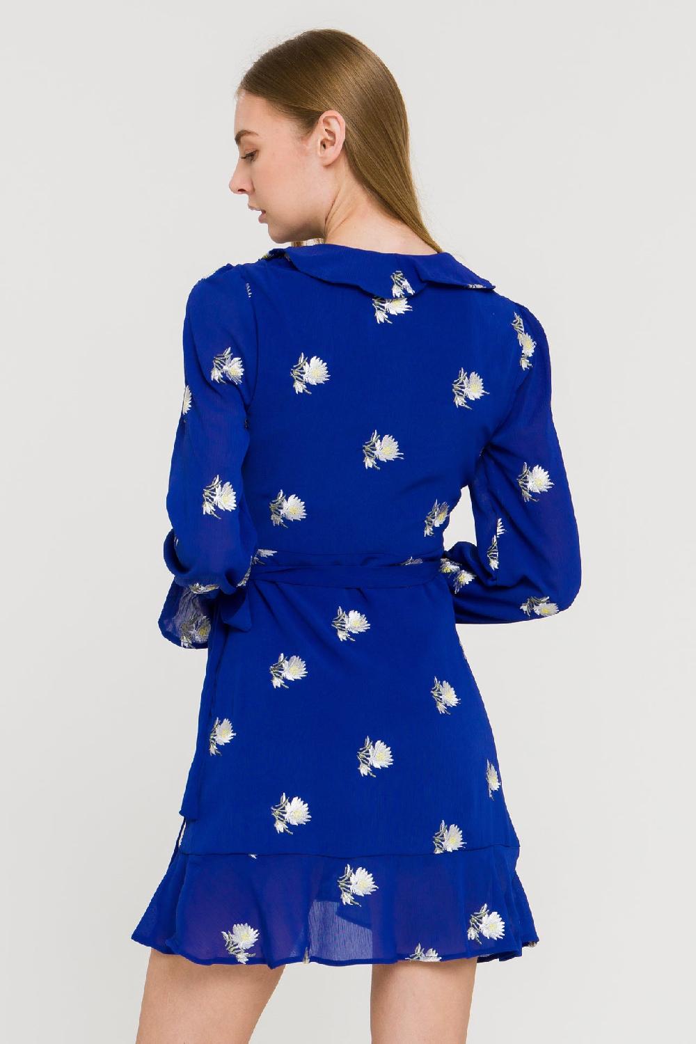 Endless Rose Embroidered Wrap Dress BLUE