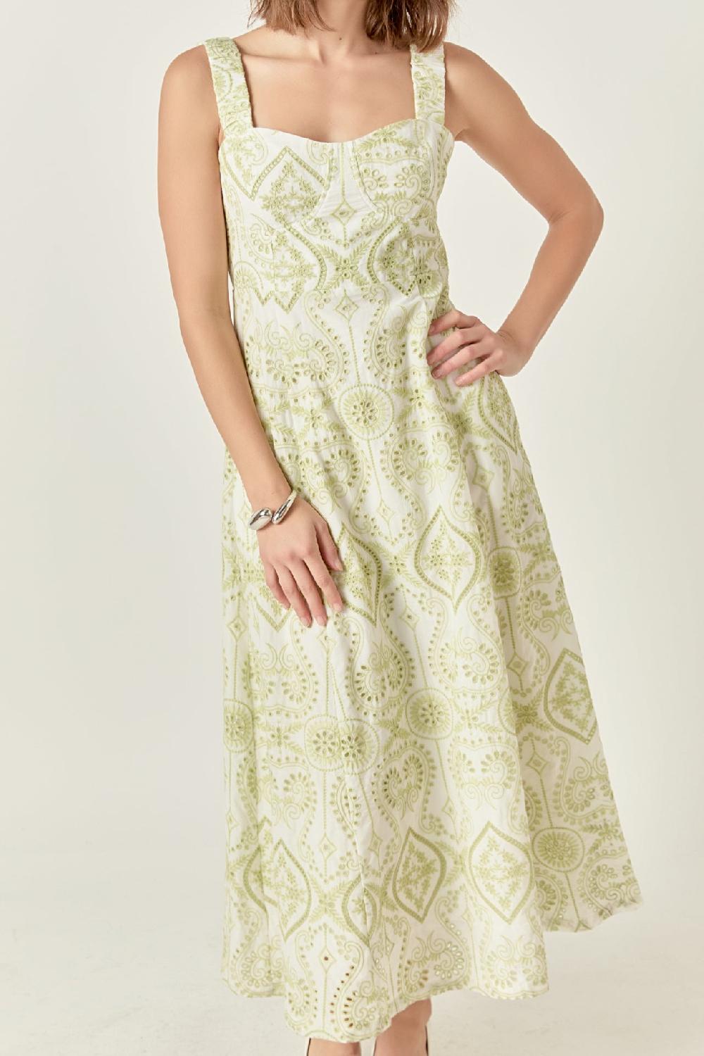 Endless Rose Eyelet Maxi Dress PISTACHIO