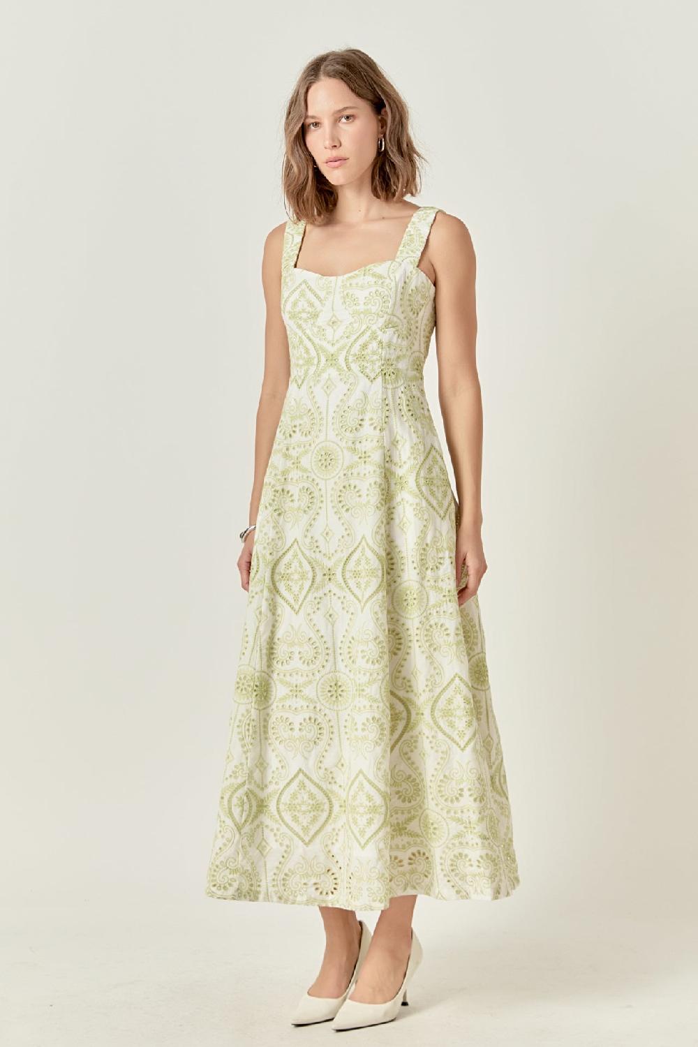 Endless Rose Eyelet Maxi Dress PISTACHIO