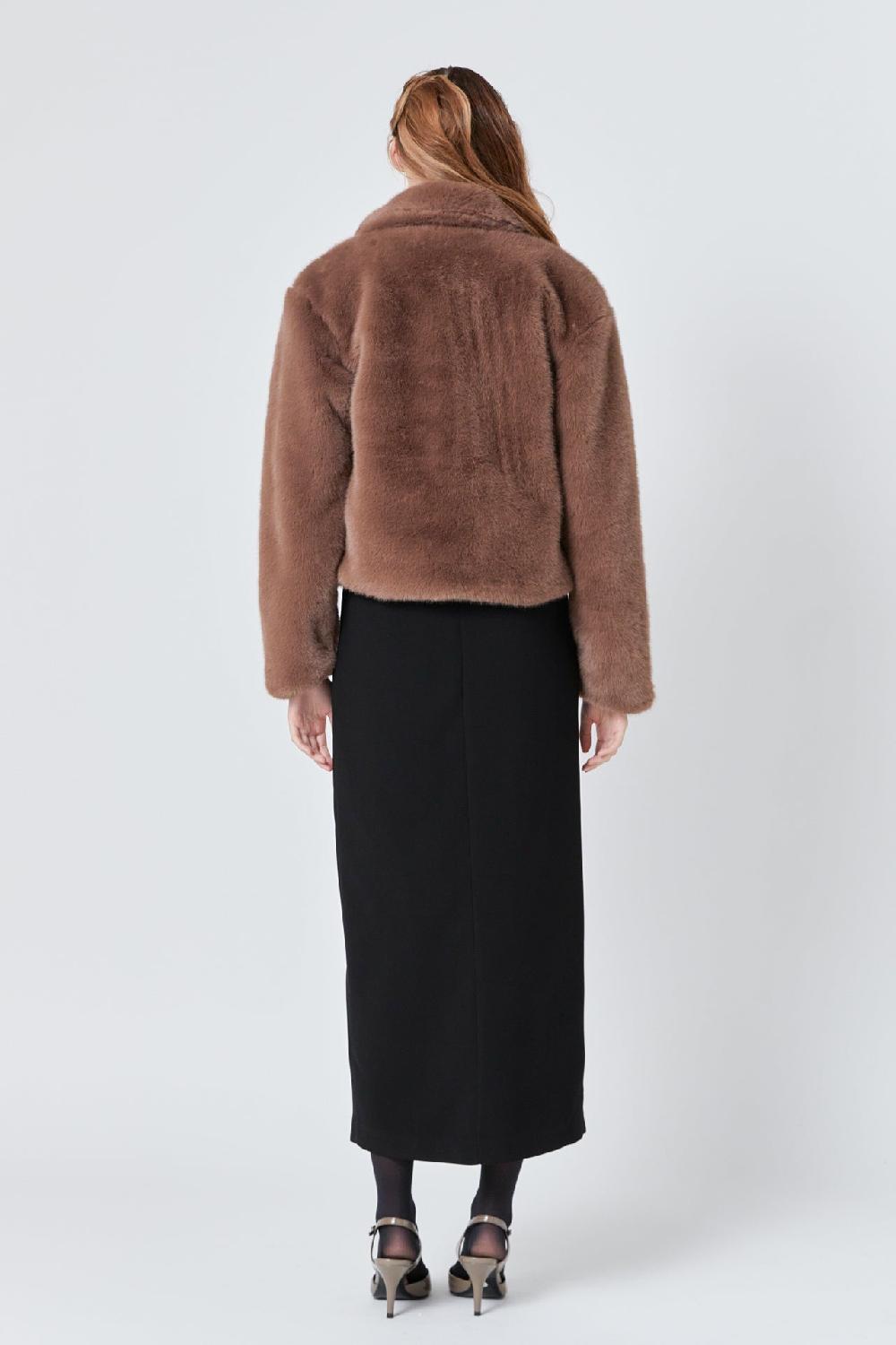 Endless Rose Faux Fur Buttoned Jacket TAUPE