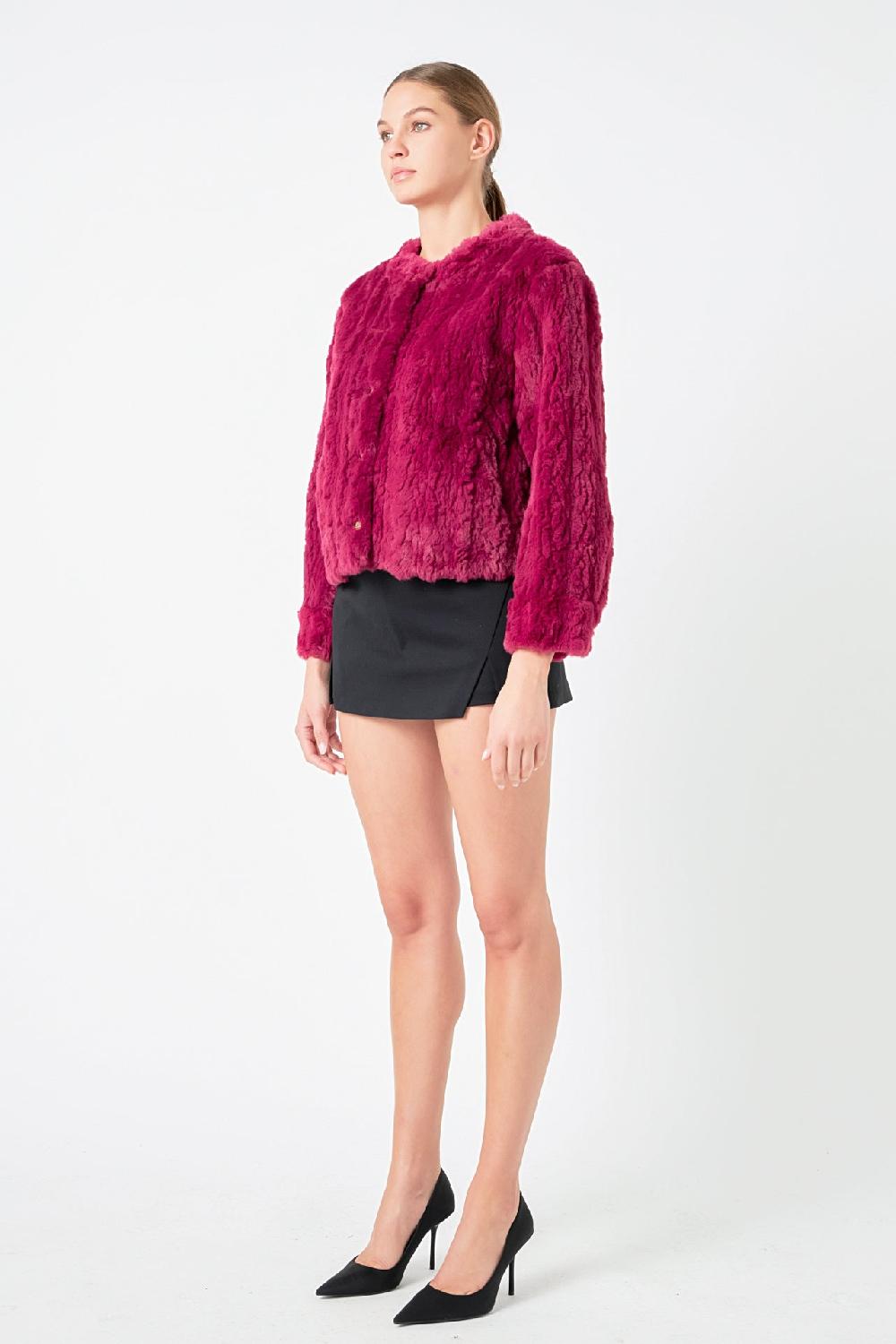 Endless Rose Faux Fur Jacket BERRY