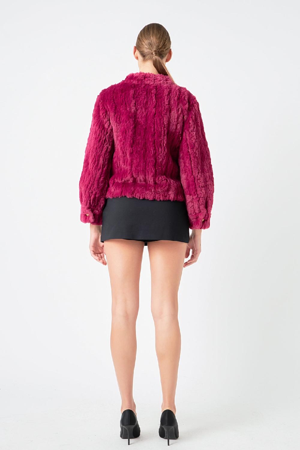Endless Rose Faux Fur Jacket BERRY