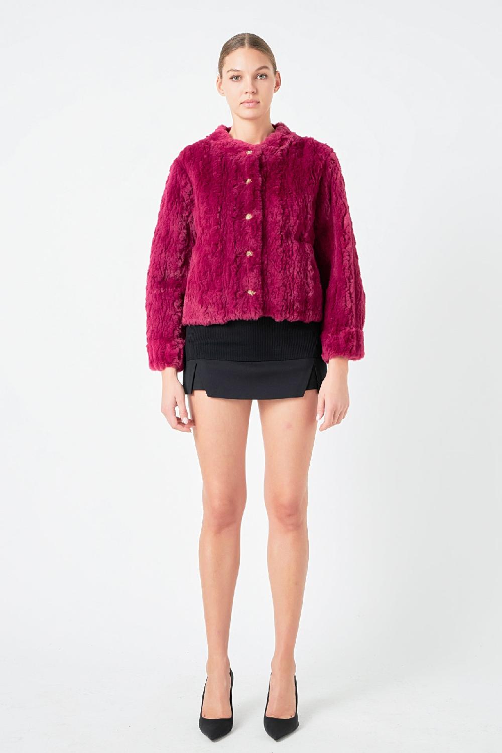 endless rose Faux Fur Jacket BERRY