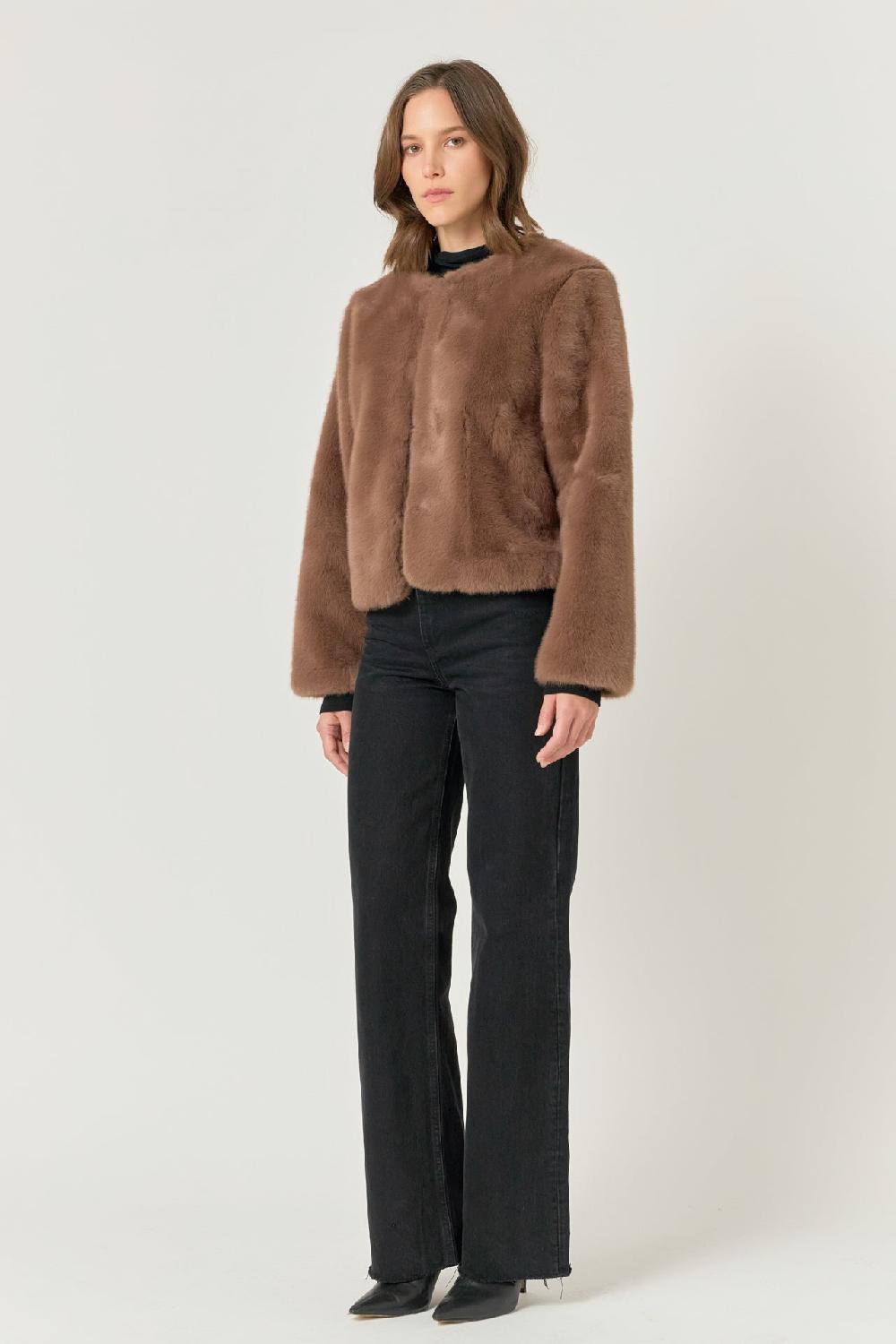 Endless Rose Faux Fur Lady Jacket BROWN