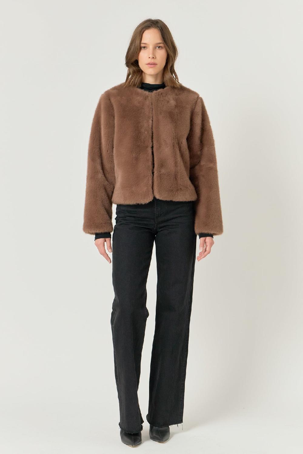 endless rose Faux Fur Lady Jacket BROWN