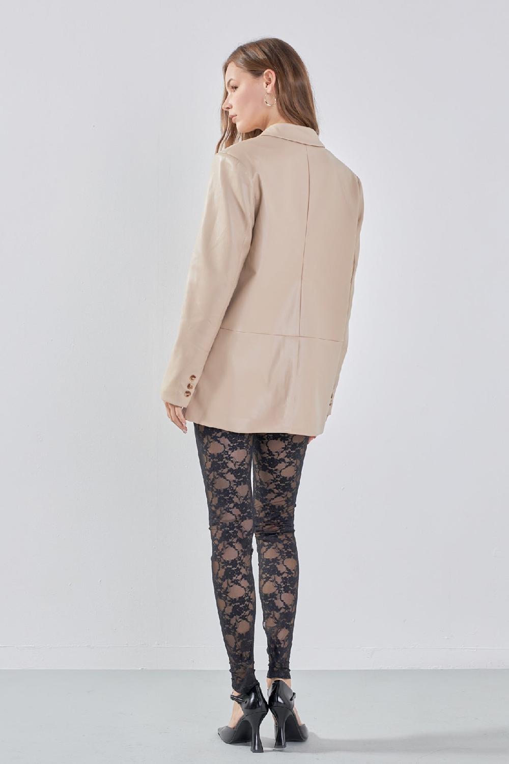 Endless Rose Faux Leather Blazer BLACK