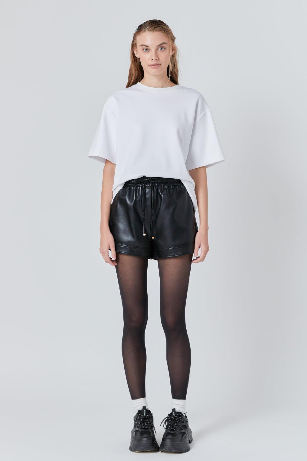 Endless Rose Faux Leather Shorts BLACK