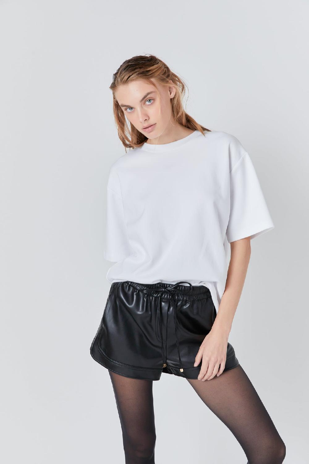 endless rose Faux Leather Shorts BLACK