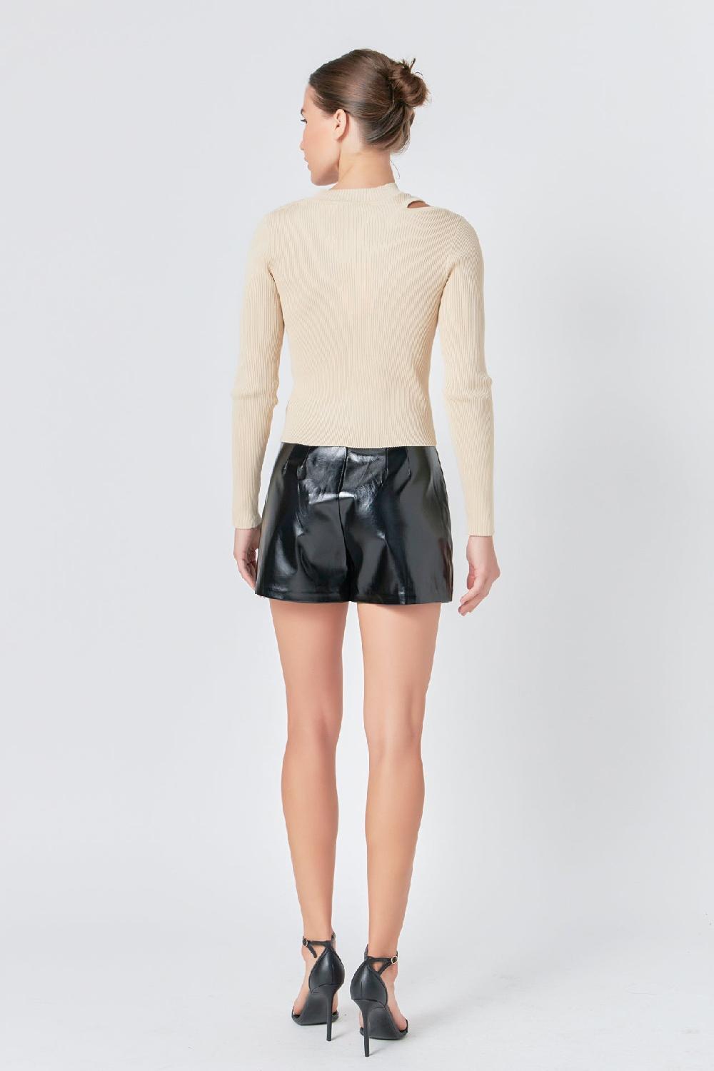 Endless Rose Faux Leather Skort BLACK