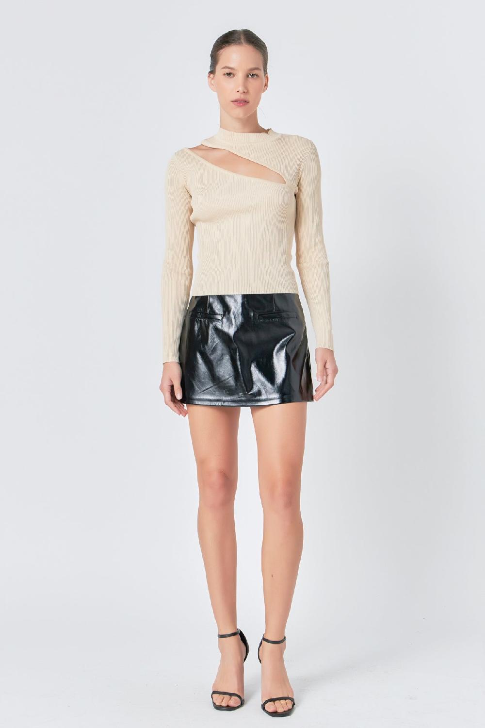 endless rose Faux Leather Skort BLACK