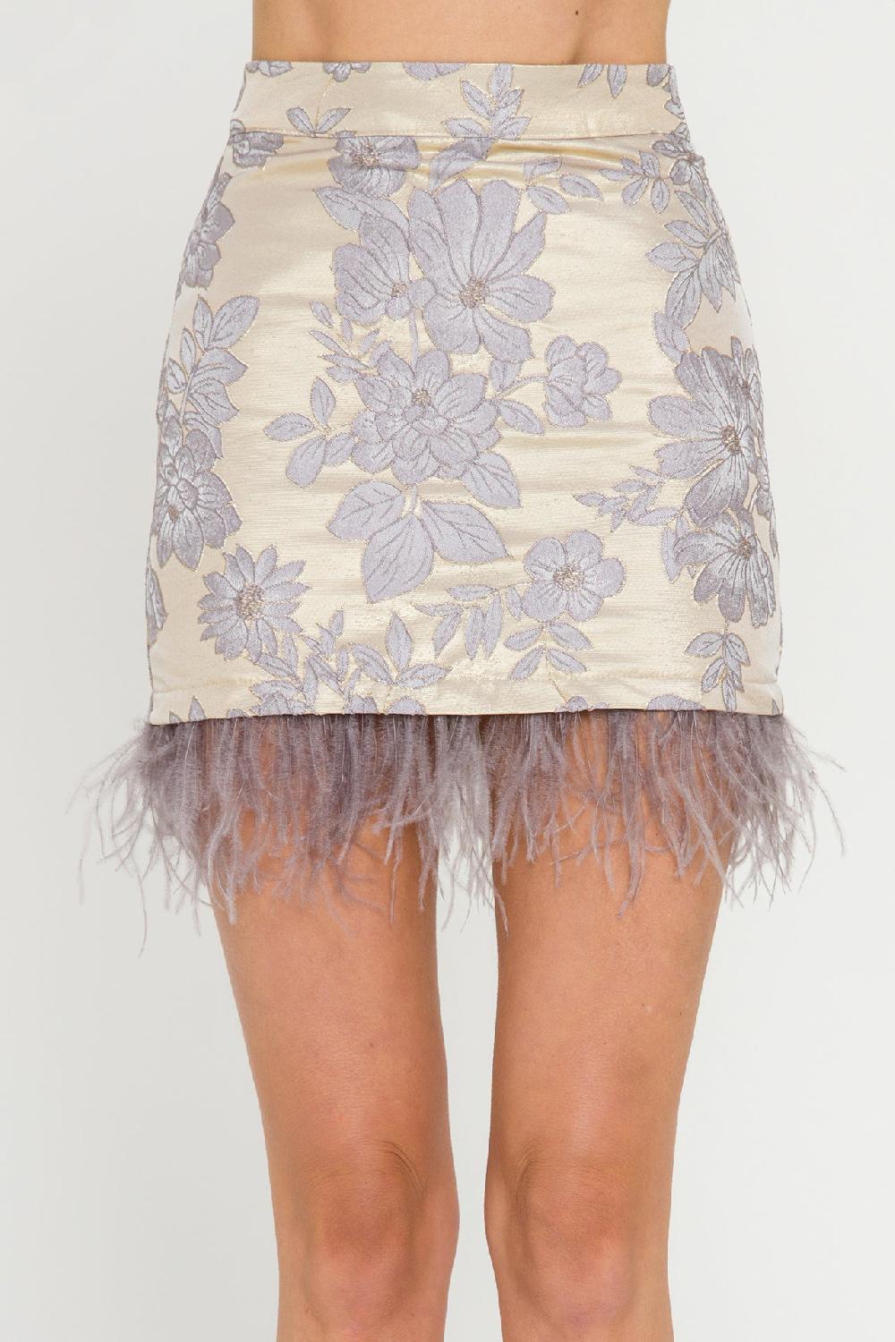 Endless Rose Feather Detail Mini Skirt MULTI