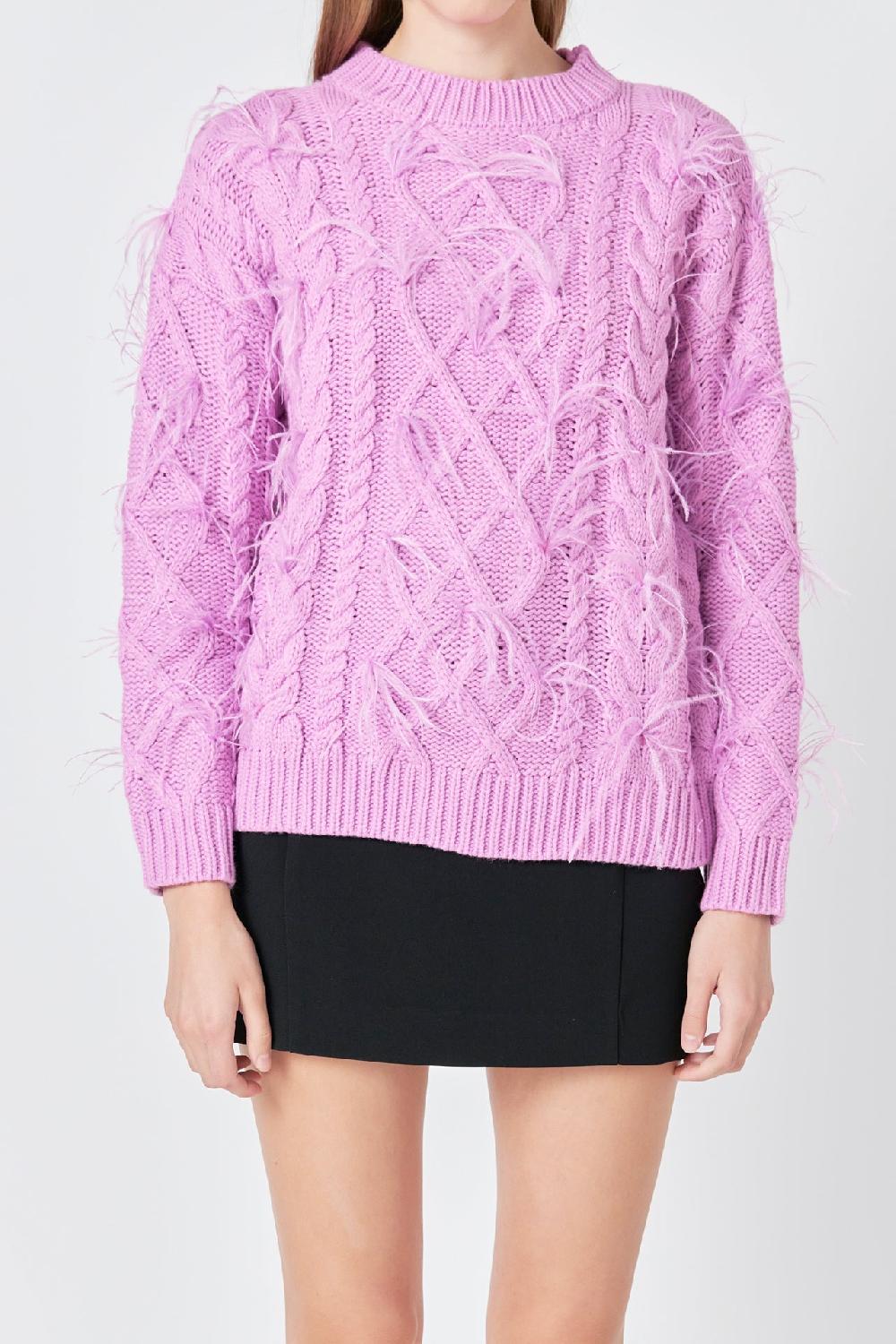 Endless Rose Feather Detail Sweater LILAC
