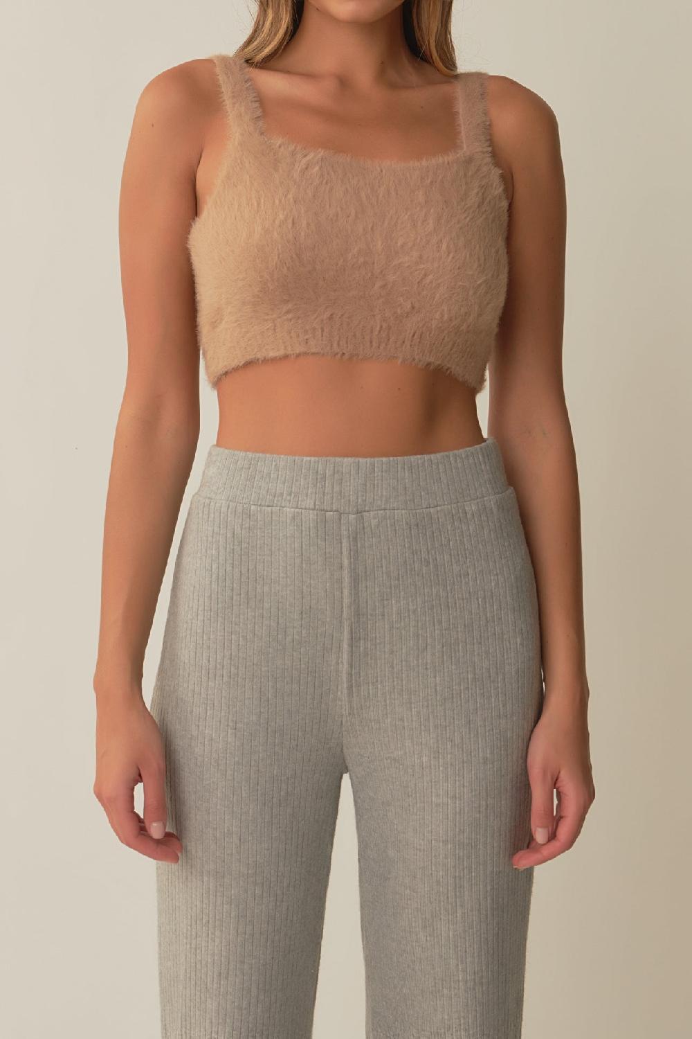 Endless Rose Feather Plush Bralette Top BEIGE