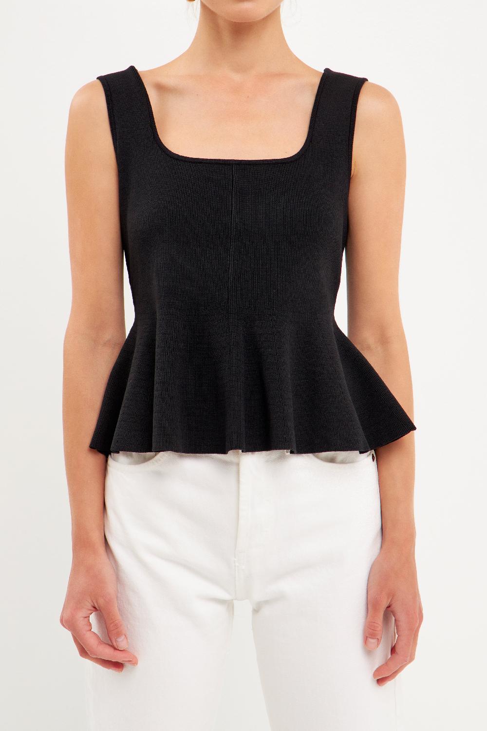 Endless Rose Flare Detail Knit Tank Top LIME