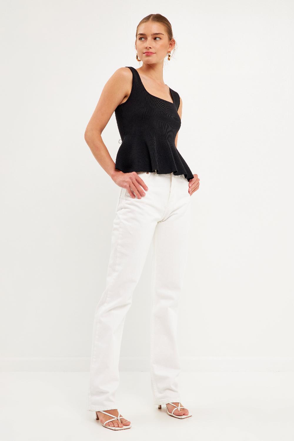 Endless Rose Flare Detail Knit Tank Top LIME