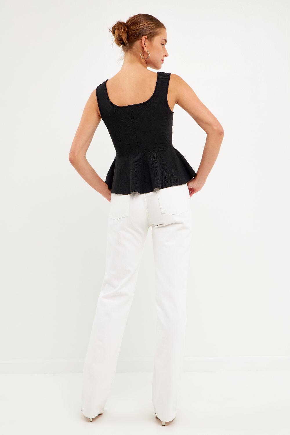 Endless Rose Flare Detail Knit Tank Top LIME