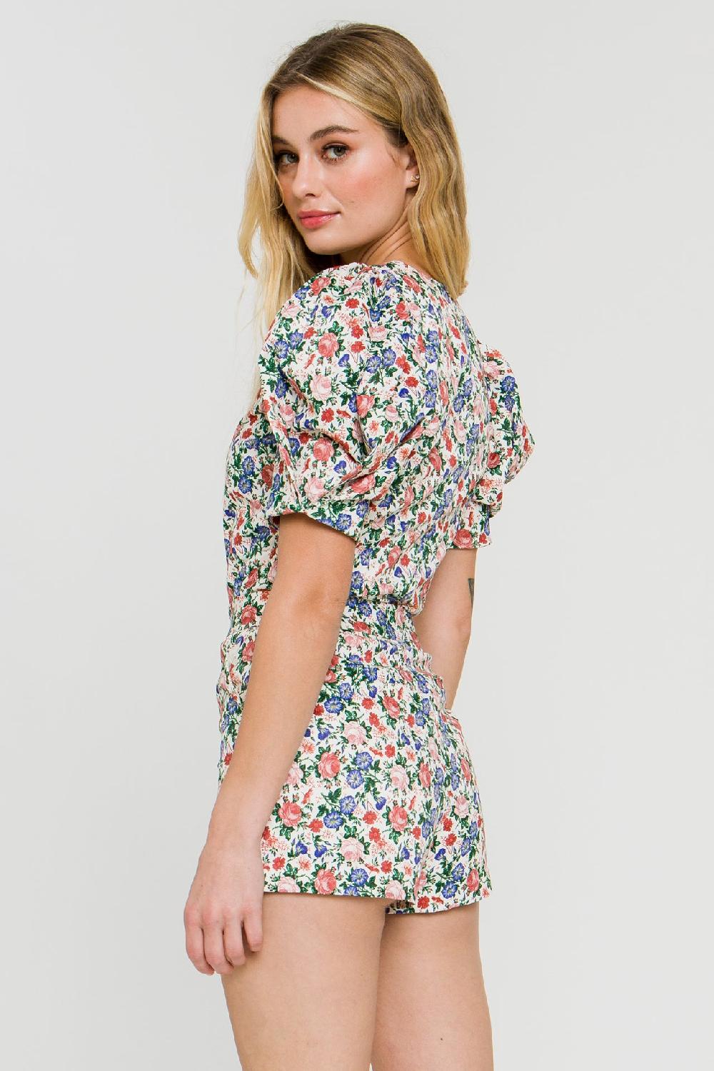 Endless Rose Floral Basic Shorts IVORY MULTI