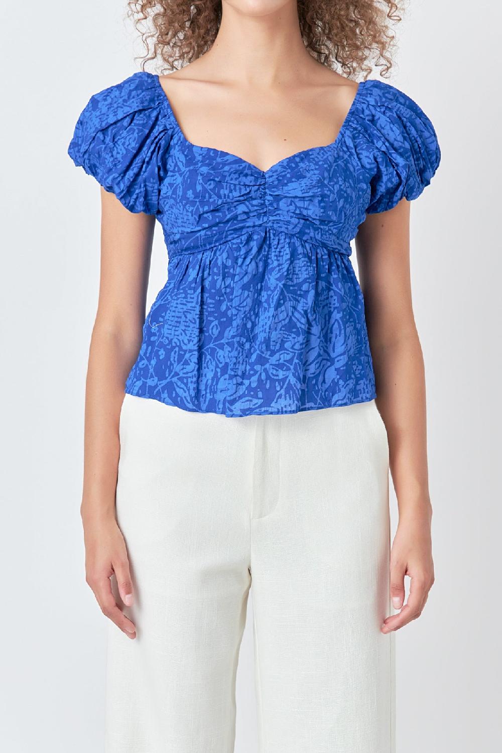 Endless Rose Floral Bow Tied Top BLUE