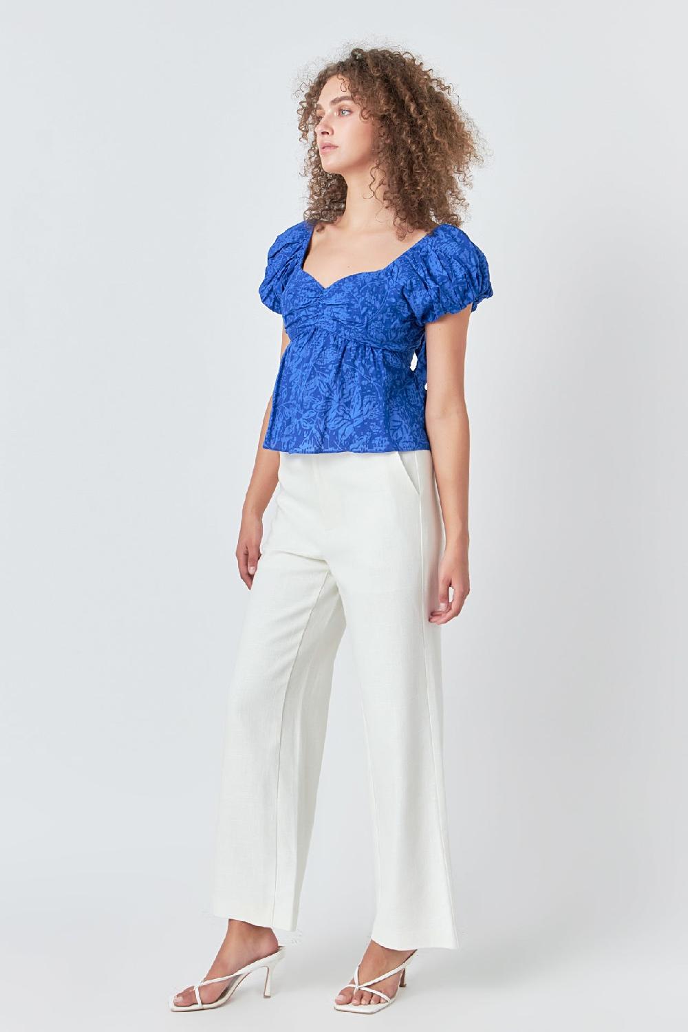 Endless Rose Floral Bow Tied Top BLUE