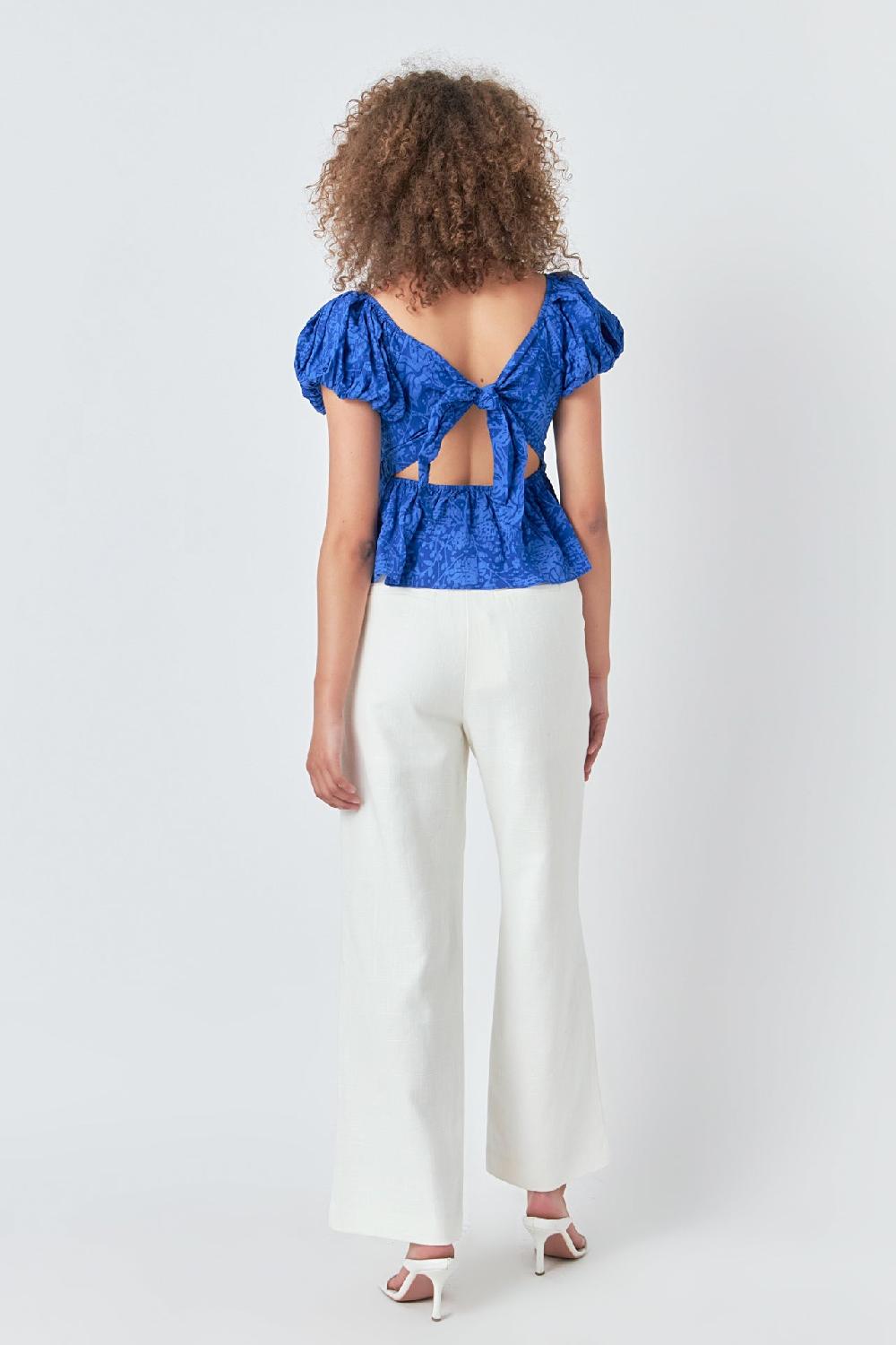 Endless Rose Floral Bow Tied Top BLUE