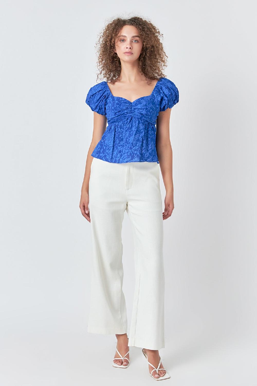 endless rose Floral Bow Tied Top BLUE