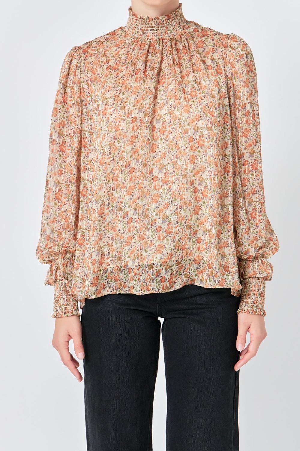 Endless Rose Floral Chiffon Top IVORY MULTI