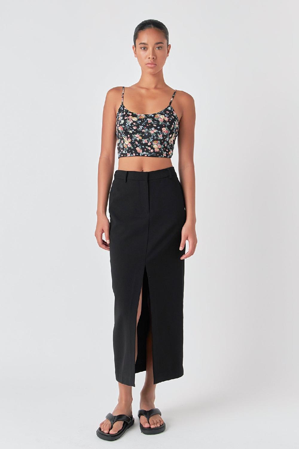 Endless Rose Floral Cropped Tank BLACK MULTI