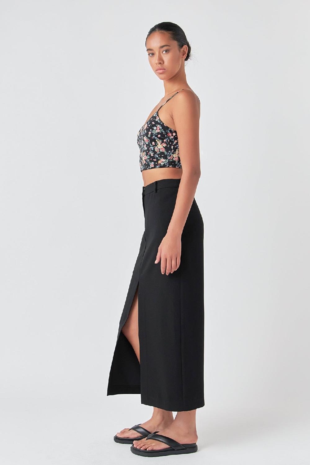 Endless Rose Floral Cropped Tank BLACK MULTI