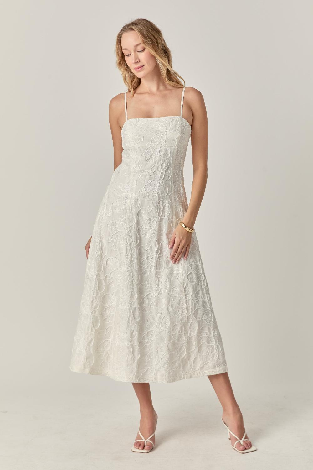 endless rose Floral Embroidered Maxi Dress IVORY