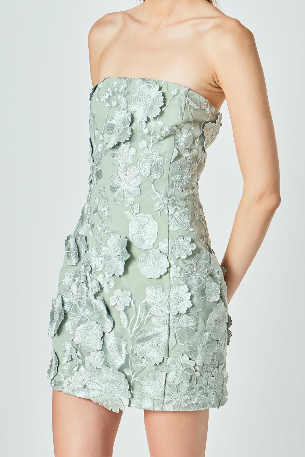 Endless Rose Floral Embroidered Mini Dress SAGE