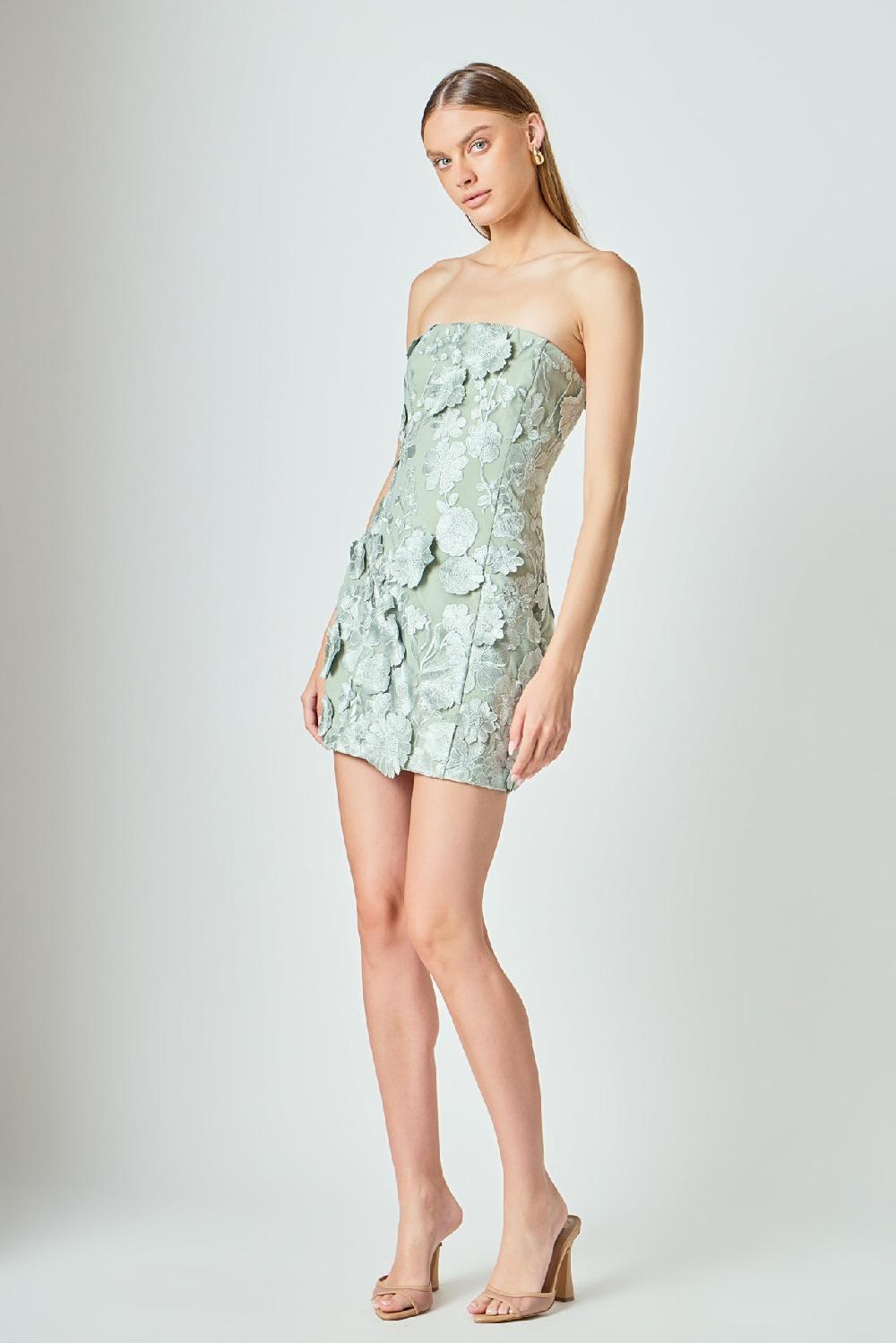 Endless Rose Floral Embroidered Mini Dress SAGE