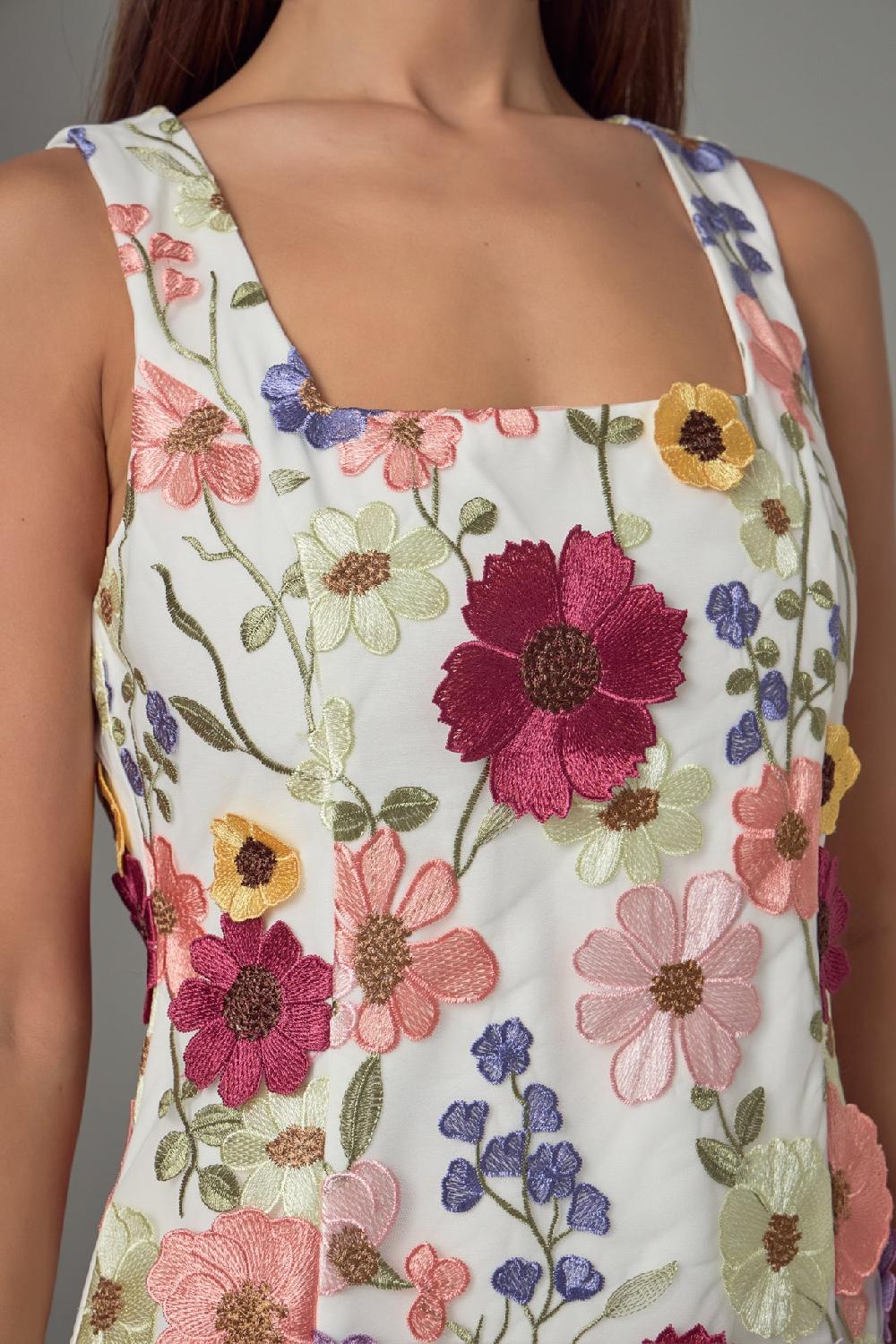 Endless Rose Floral Embroidered Mini Dress WHITE