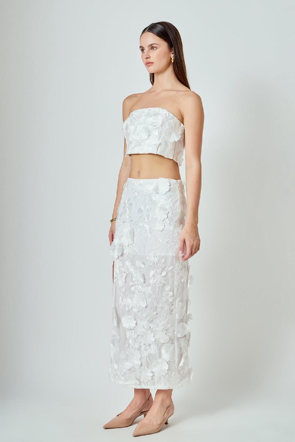 Endless Rose Floral Embroidered Set WHITE