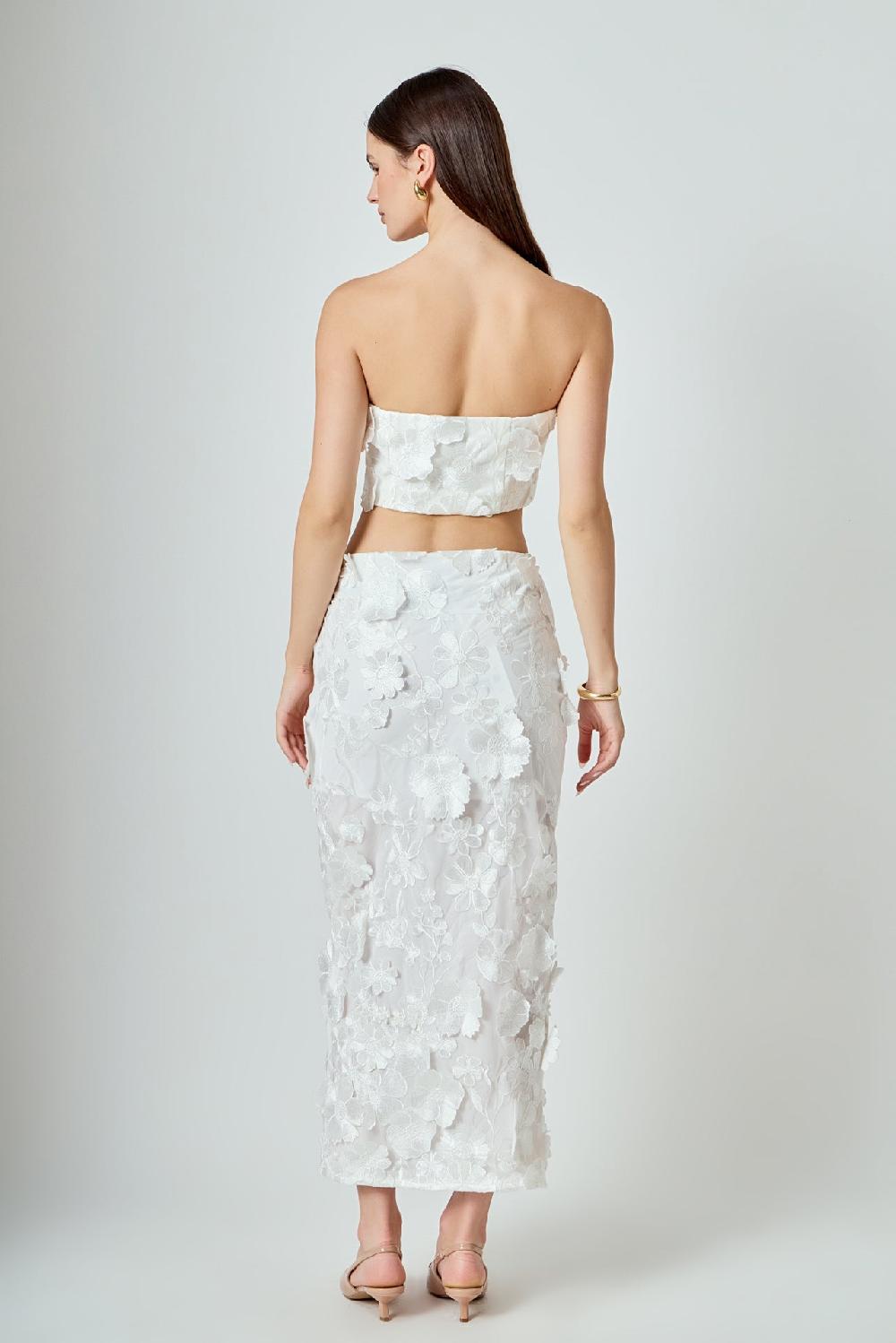 Endless Rose Floral Embroidered Set WHITE