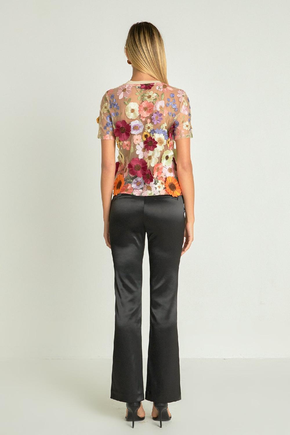 Endless Rose Floral Embroidered Top NUDE