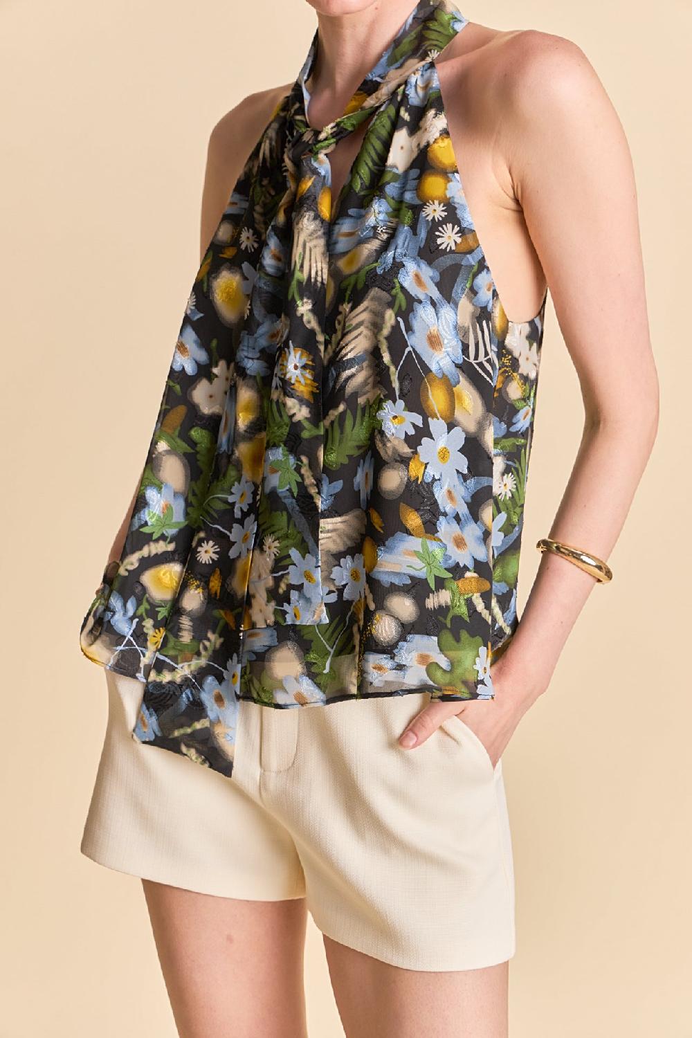 Endless Rose Floral Halter Top BLACK MULTI