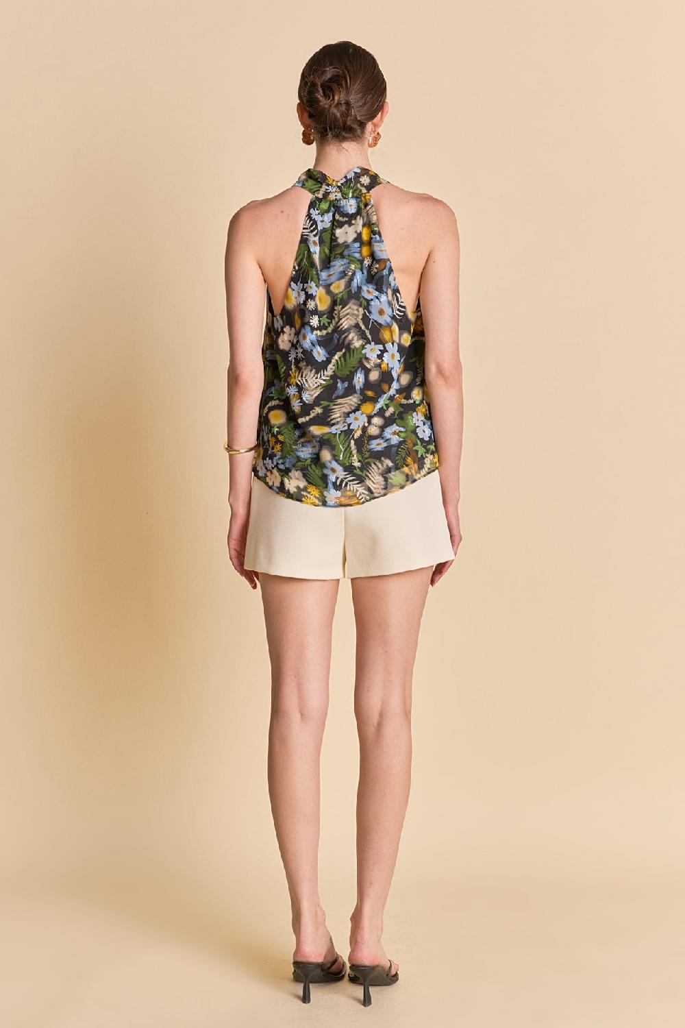 Endless Rose Floral Halter Top BLACK MULTI