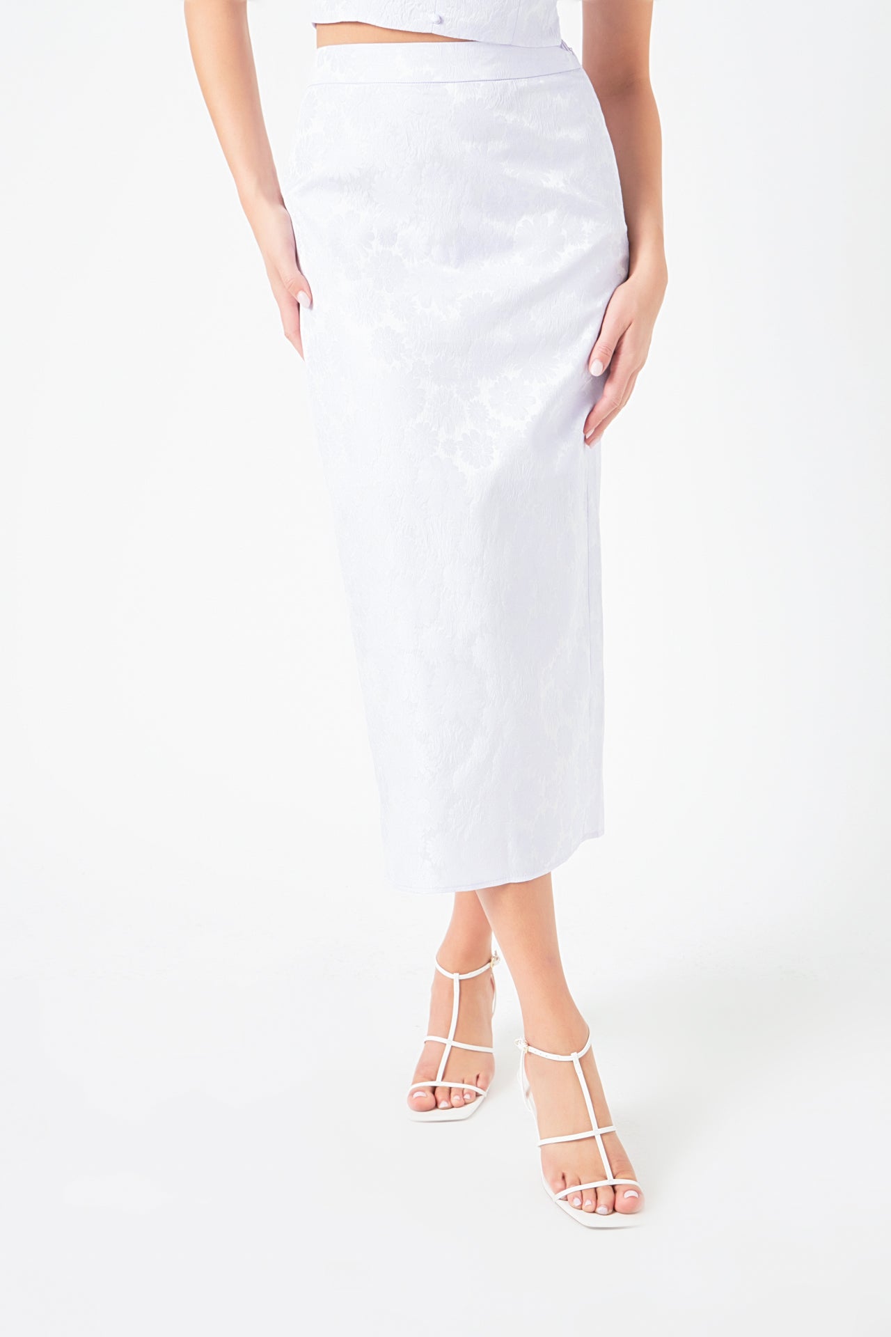 Endless Rose Floral Jacquard Maxi Skirt LAVENDER