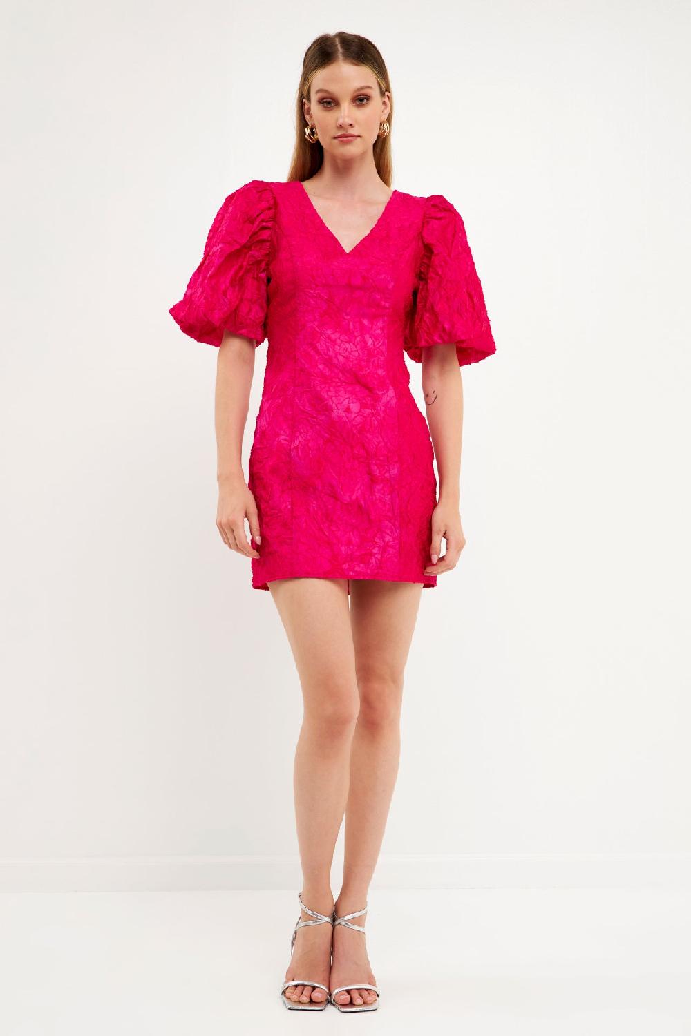 endless rose Floral Jacquard Mini Dress BERRY