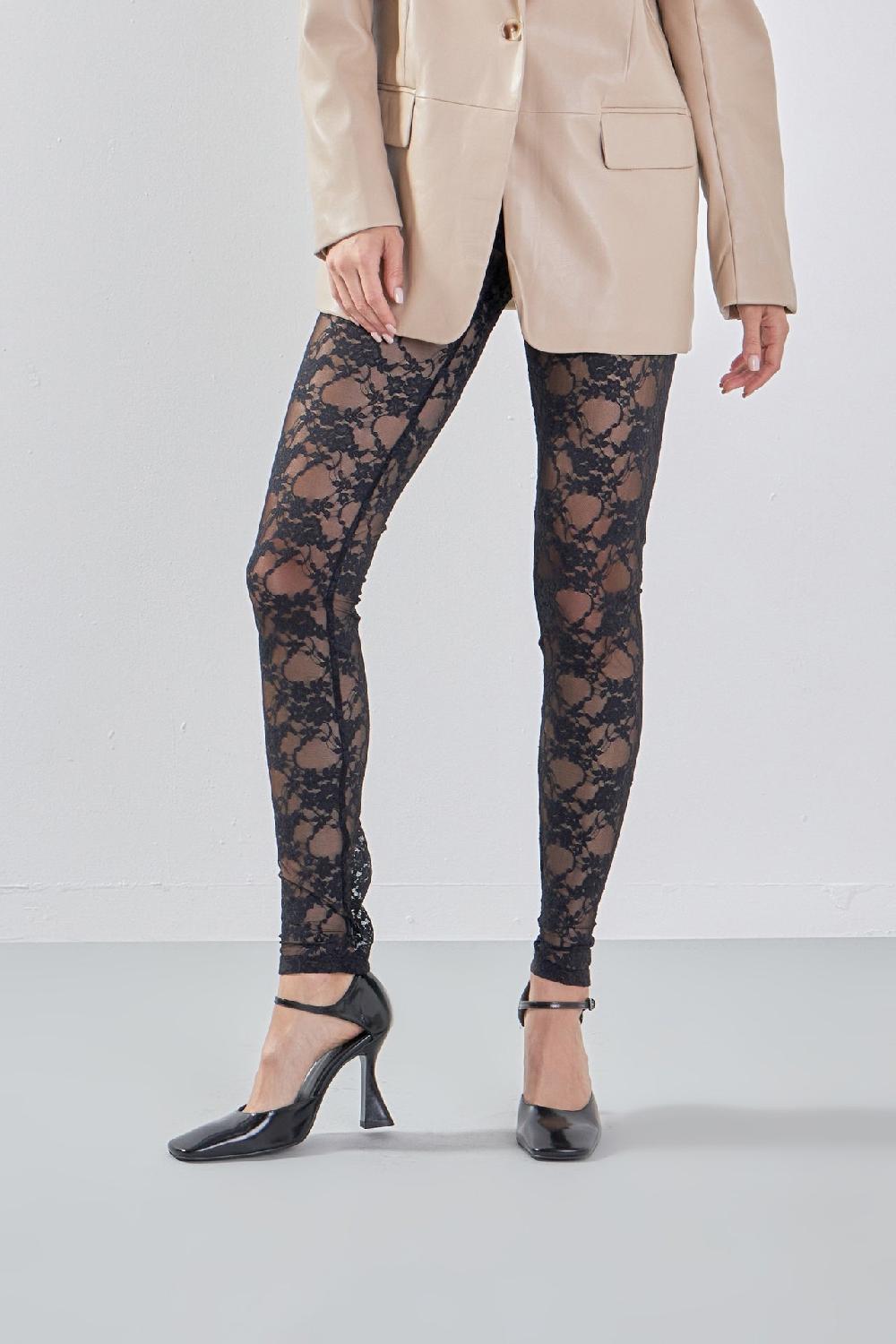Endless Rose Floral Lace Leggings BLACK