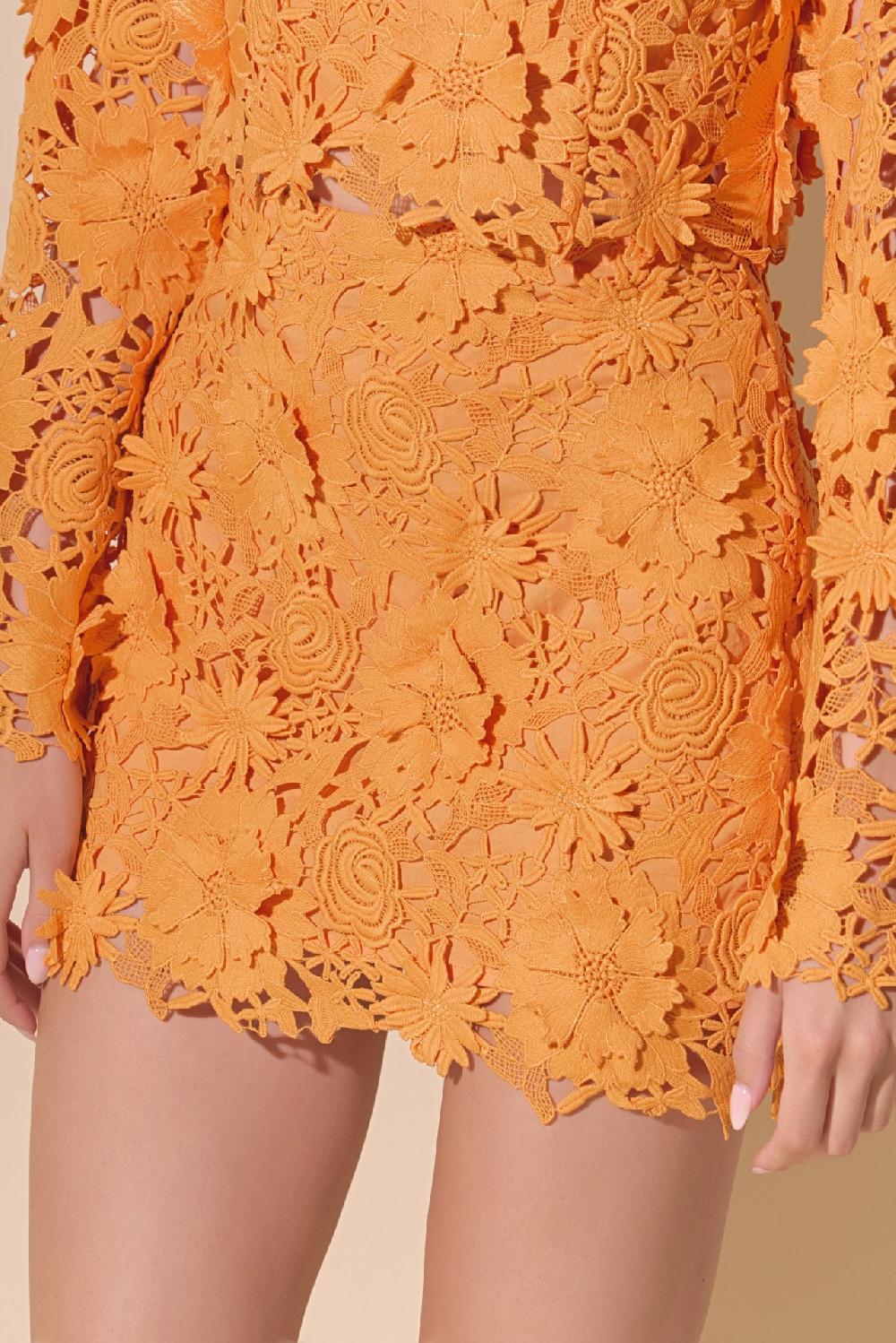 Endless Rose Floral Lace Mini Skirt ORANGE