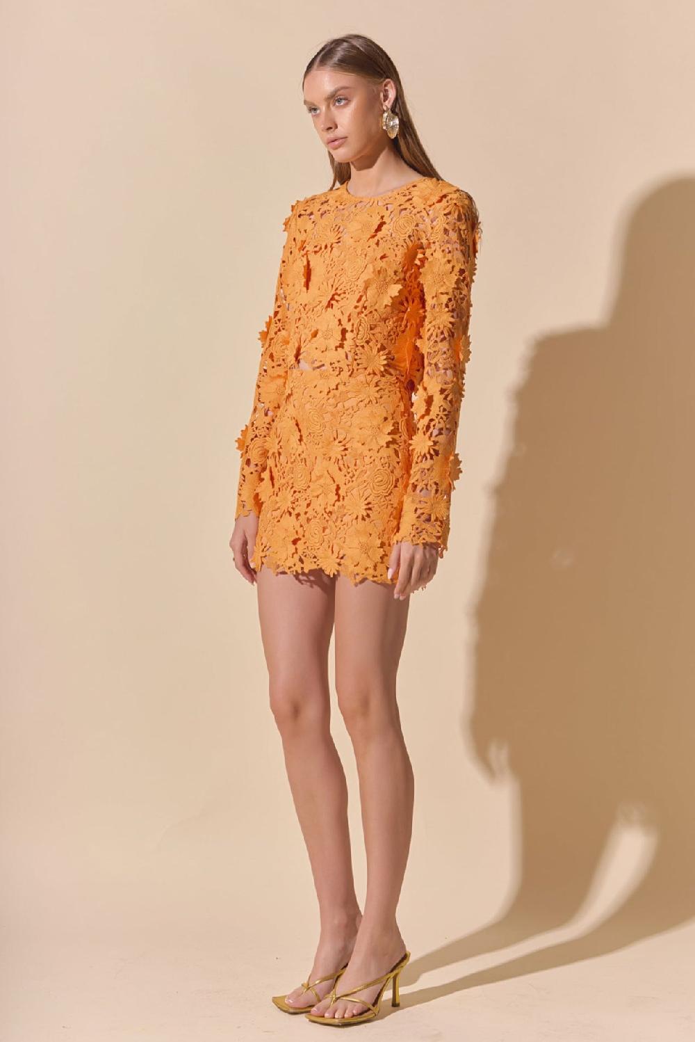 Endless Rose Floral Lace Mini Skirt ORANGE